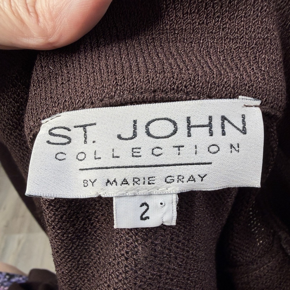 St. John Brown 3 Piece Santana Knit Skirt Set‎ Women's Size 12/2/P - Picture 15 of 16